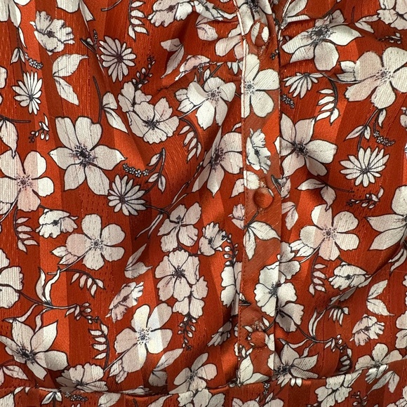 Sam Edelman Floral Dress Orange/Red Asymmetrical Size 12 - Picture 5 of 7